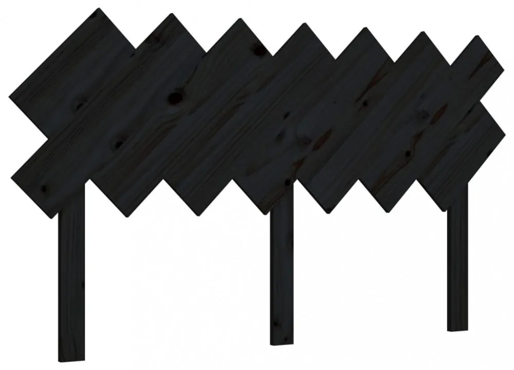 fekete tömör fenyőfa ágyfejtámla 141x3x80,5 cm