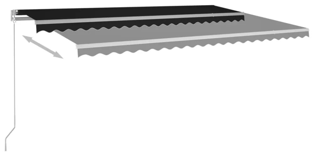 antracitszürke szélérzékelős és LED-es napellenző 5x3 m