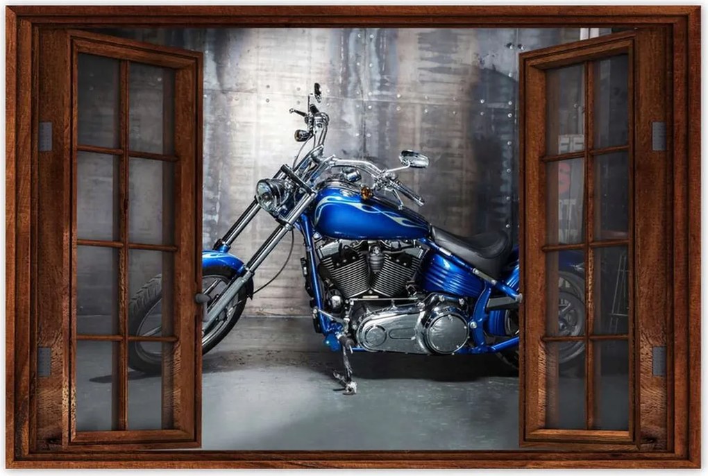 Poszterek 120x80 Kék chopper Motor