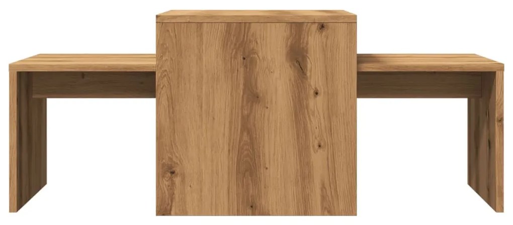 kézműves tölgy színű szerelt fa dohányzóasztal 100 x 48 x 40 cm
