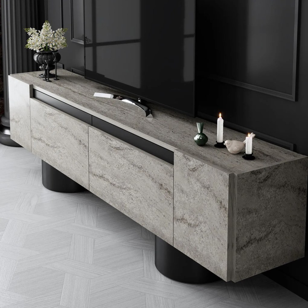 TV szekrény Bohem - Travertine, Black