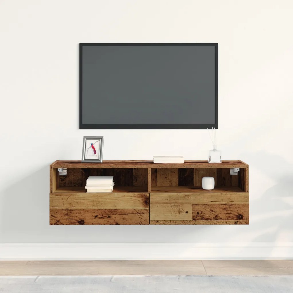 TV Fali Szekrény Régi Fa 100x30x30 cm Mérnök Fa