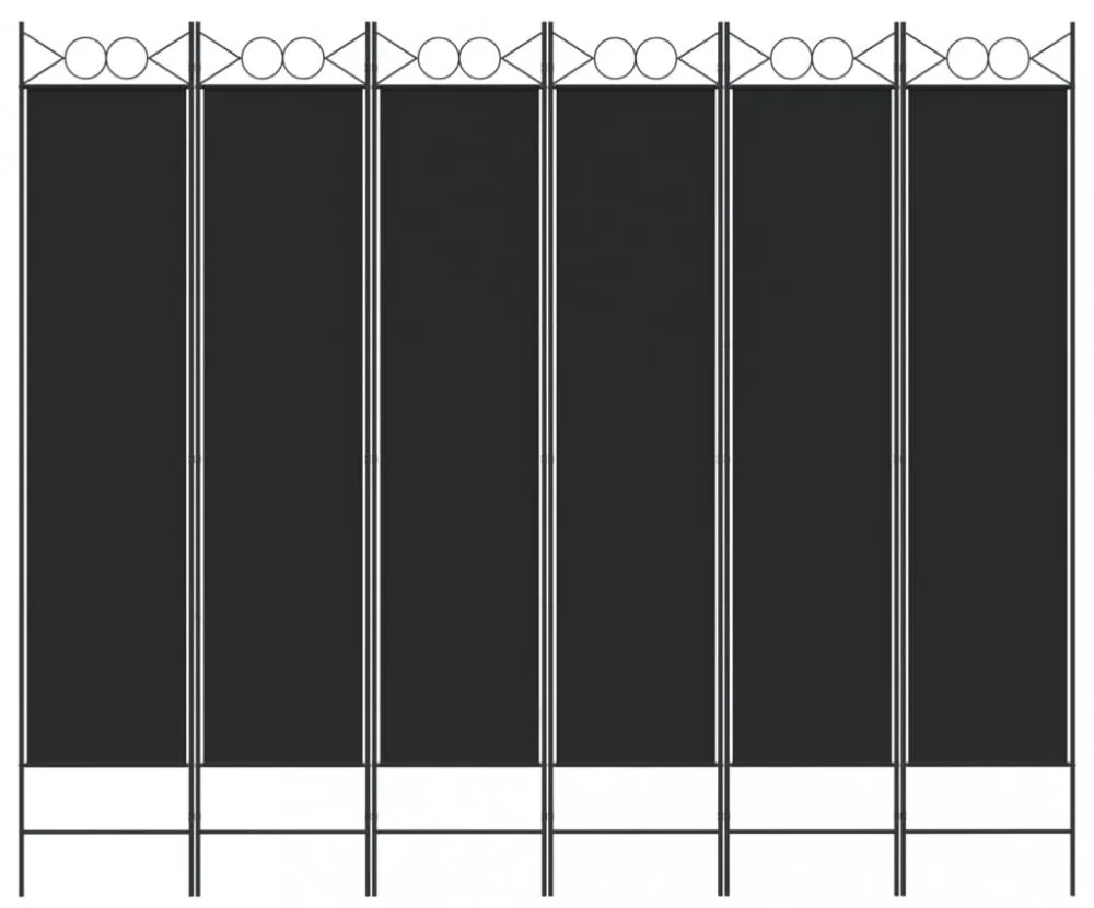 6-paneles fekete szövet térelválasztó 240 x 200 cm