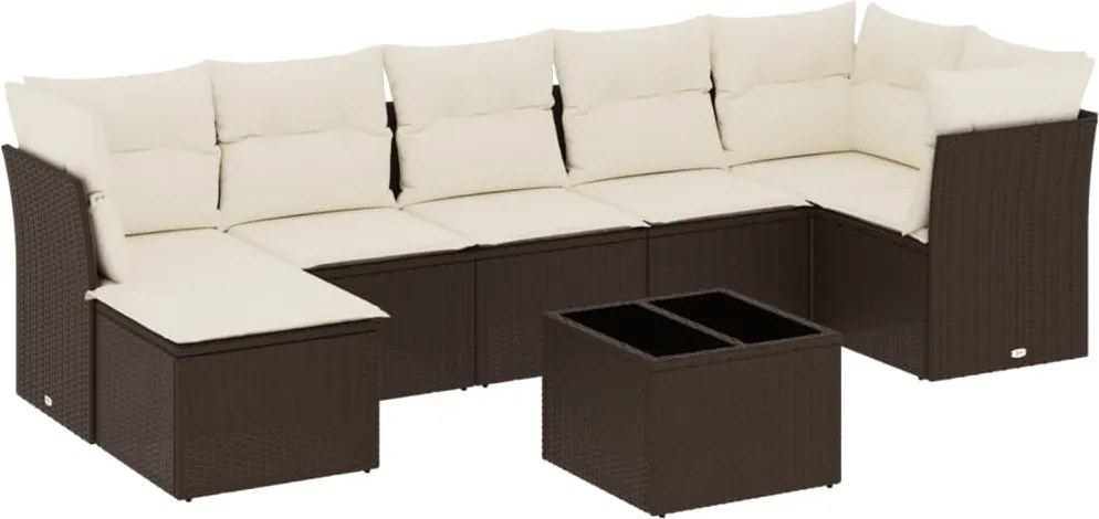 vidaXL 8 részes barna polyrattan kerti ülőgarnitúra párnákkal