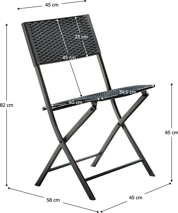 Kerti rattan szett 1+2, fekete, FARUK