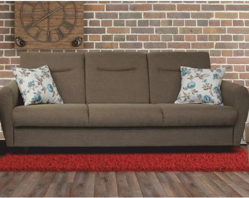 háromszemélyes kanapé, nyitható, barna Savana/minta, MILO