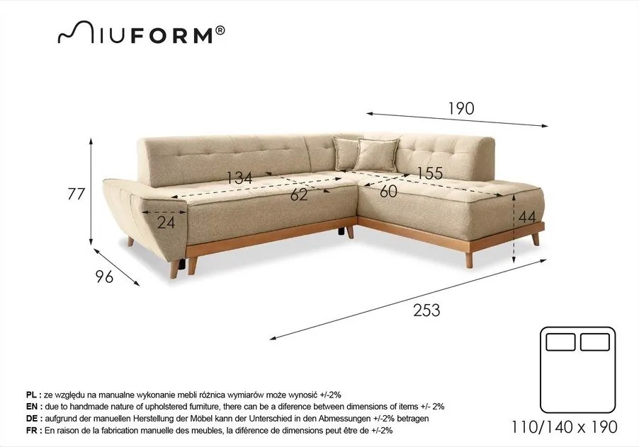 Türkiz kinyitható sarokkanapé (jobb oldali) Dazzling Daisy – Miuform