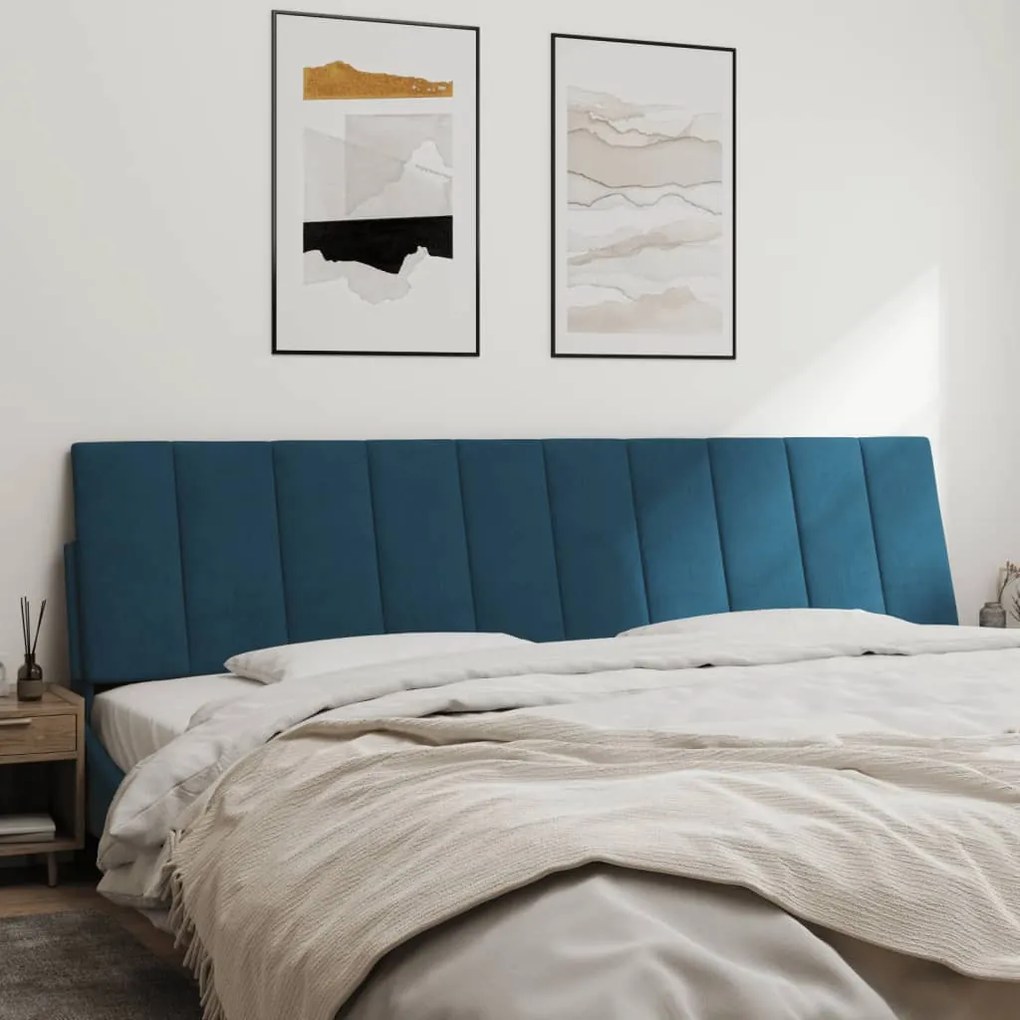 kék bársony fejtámla párna 200 cm