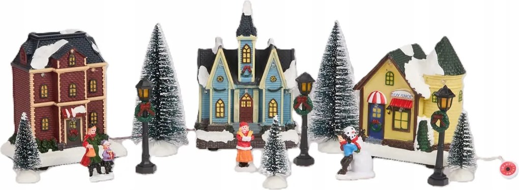 Karácsonyi Falu Világítással, Magic Led, 14 Elemes, Házak, Utca, Boltok