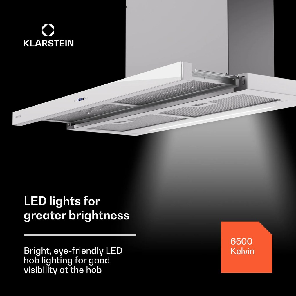 Klarstein Mariana Neo 90, lapos páraelszívó, 90 cm, 640 m³/h, légelszívás, LED
