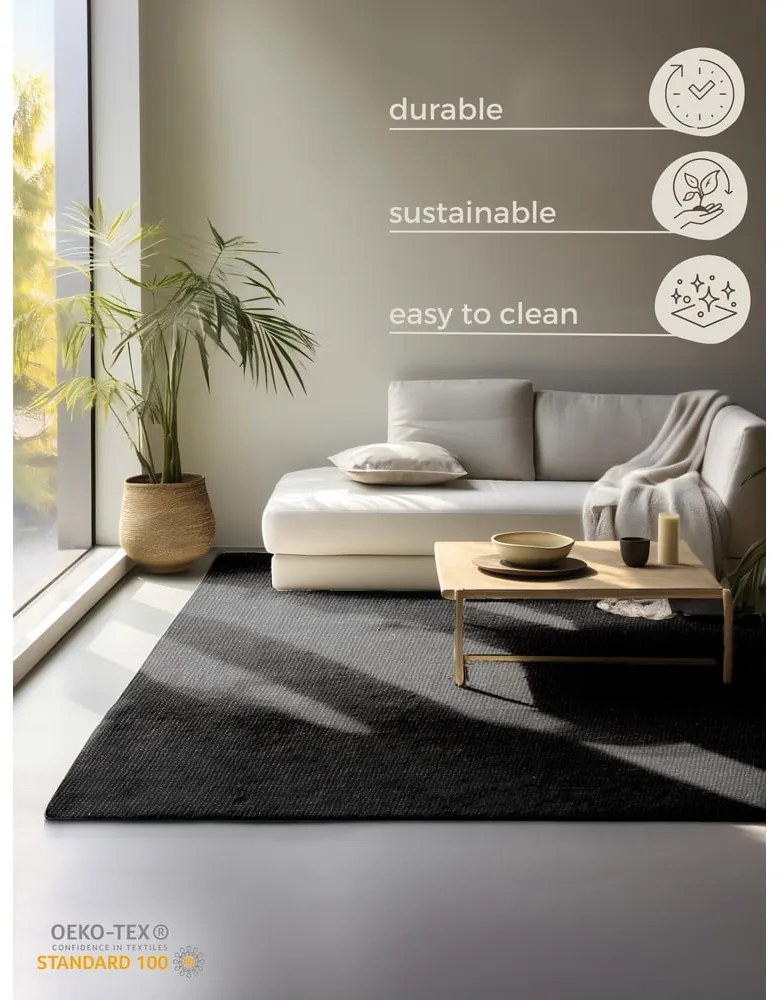 Fekete juta szőnyeg 80x150 cm Bouclé – Hanse Home