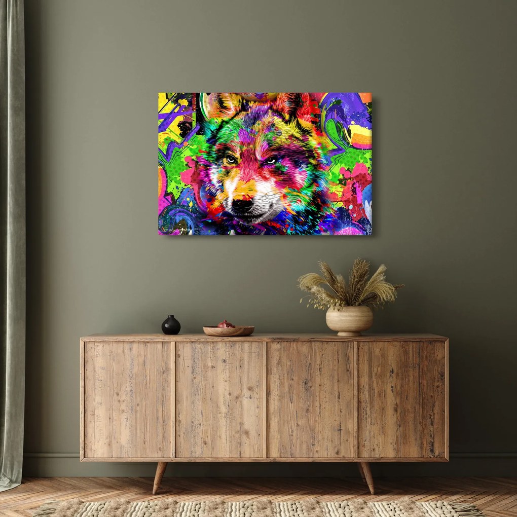 Kép - Farkas graffitivel (90x60 cm)