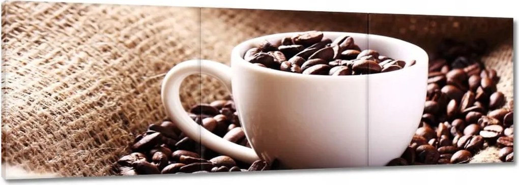 Vászonkép 90x30 Kávébabokkal teli csésze