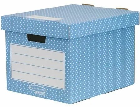 Tároló doboz, karton, 33,3x28,5x39 cm FELLOWES, Style, kék-fehér (IFW4481905)