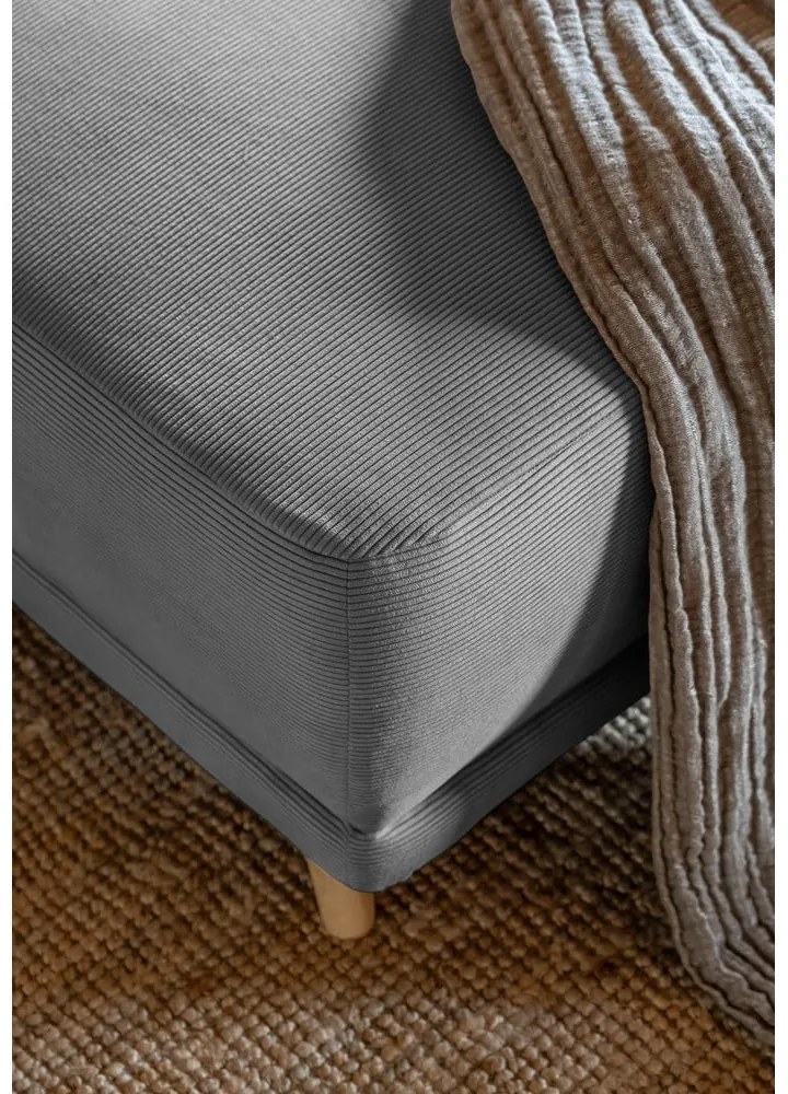 Szürke kordbársony kinyitható sarokkanapé (jobb oldali-U alakú) Lazy Lukka – Miuform