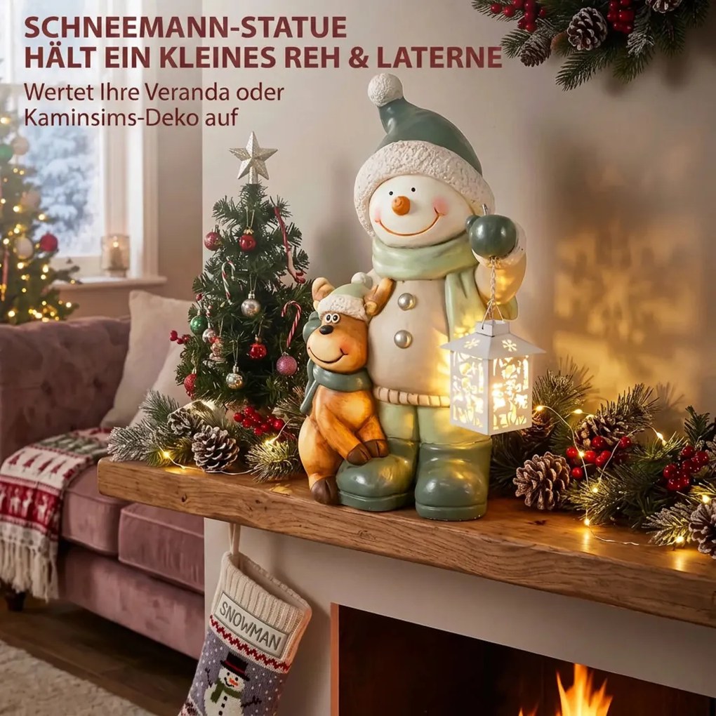 HOMCOM Hóember figura 43 cm MGO-ból LED lámpával és időzítővel, bejárathoz és ajtóhoz