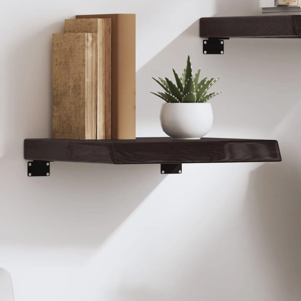 sötétbarna kezelt tömör tölgyfa fali polc 40x40x(2-6) cm