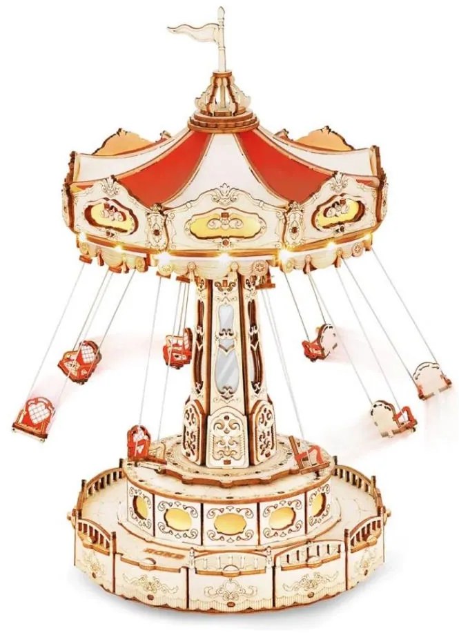 RoboTime - 3D zenedoboz puzzle Láncos körhinta 3xAAA