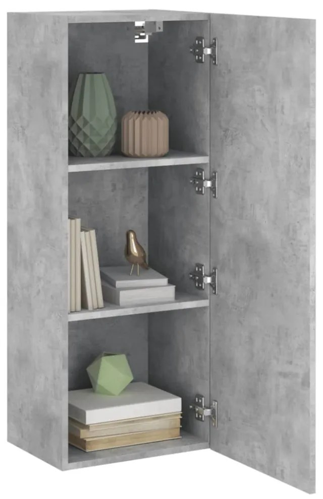 betonszürke szerelt fa fali TV-szekrény 40,5 x 30 x 102 cm