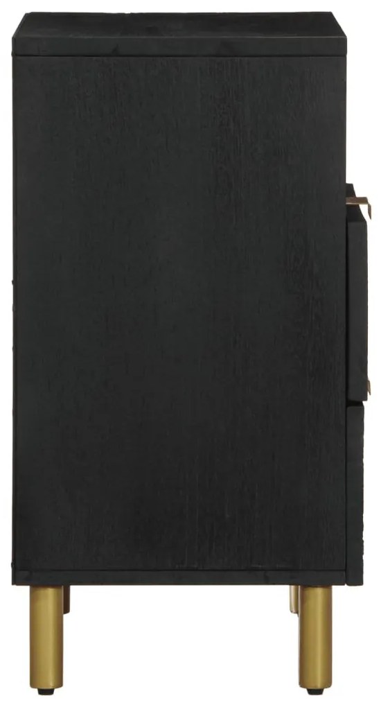 vidaXL fekete tömör szerelt fa éjjeliszekrény 50 x 33 x 62 cm