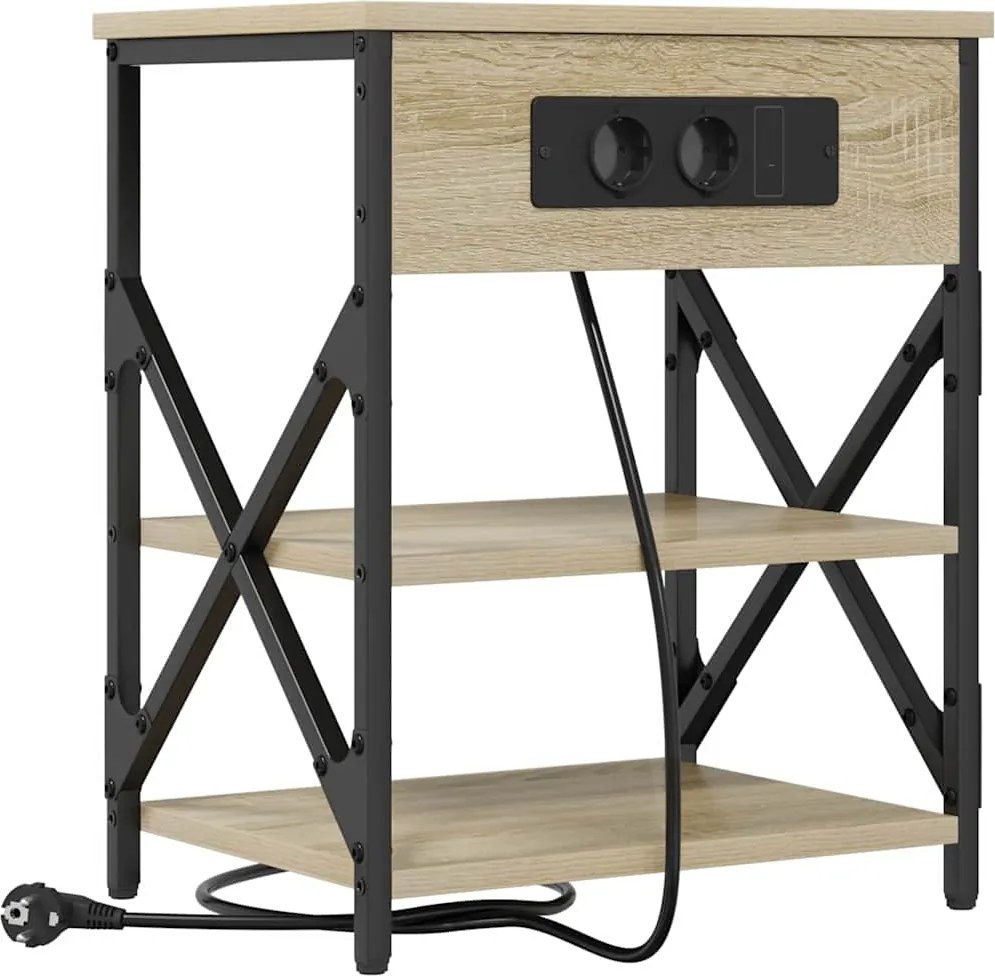 vidaXL Éjjeliszekrény polcokkal Sonoma tölgy 41 x 31 x 51 cm Faanyag