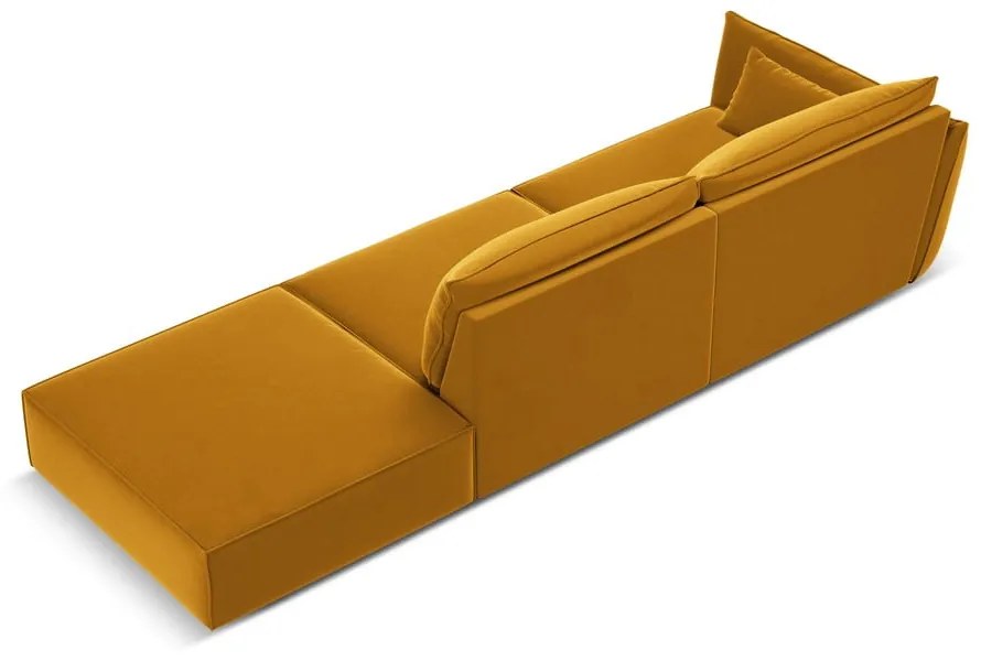 Mustársárga bársony kanapé, bal oldali 264 cm Vanda – Mazzini Sofas
