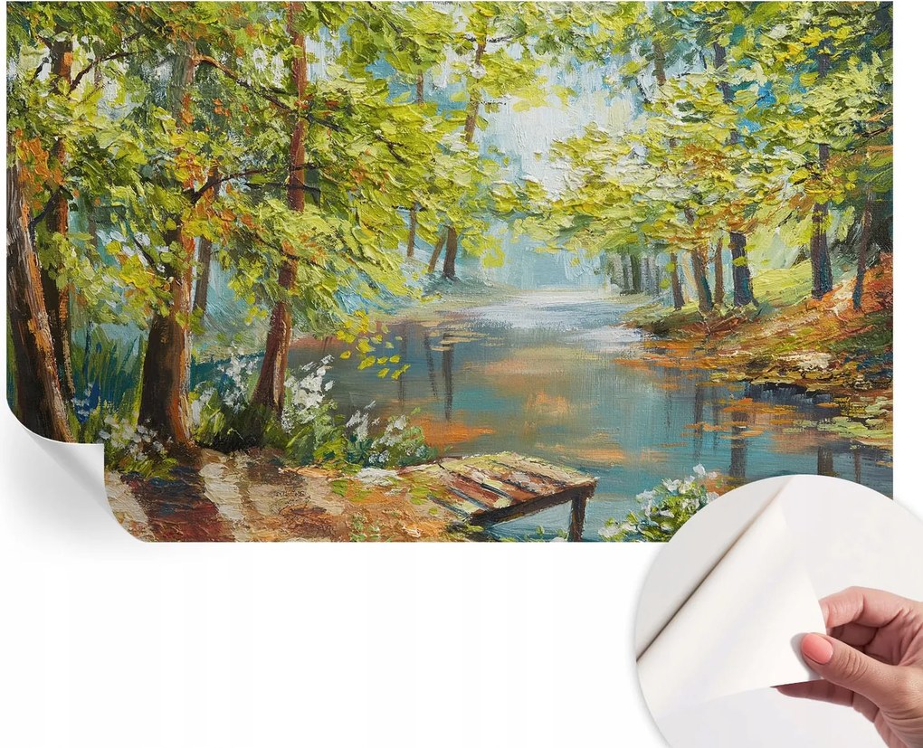 Öntapadós tapéta Fali furnér 3D hatás Erdélyi tó 416x254 cm