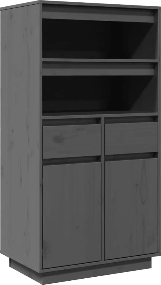 vidaXL szürke tömör fenyőfa magasszekrény 60x40x116,5 cm