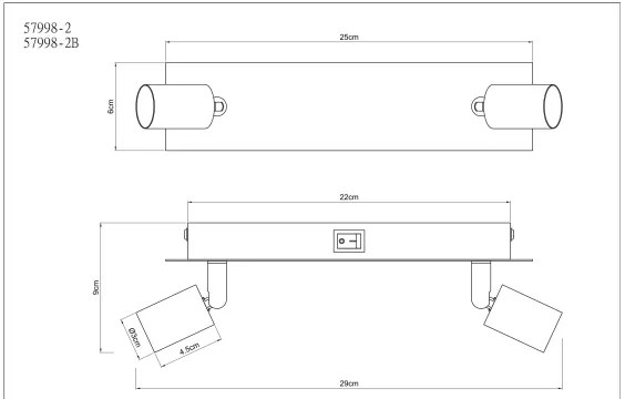 Globo 57998-2 - Spotlámpa DREW 2xGU10/35W/230V fekete