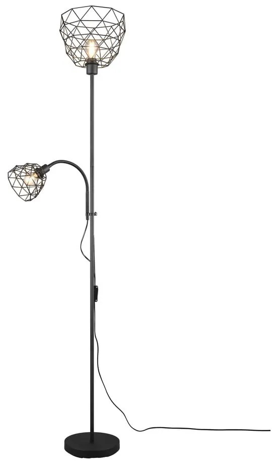 Fekete állólámpa fém búrával (magasság 180 cm) Haval – Trio