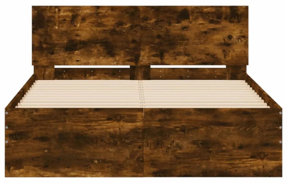 füstös tölgy színű ágykeret fejtámlával 135 x 190 cm
