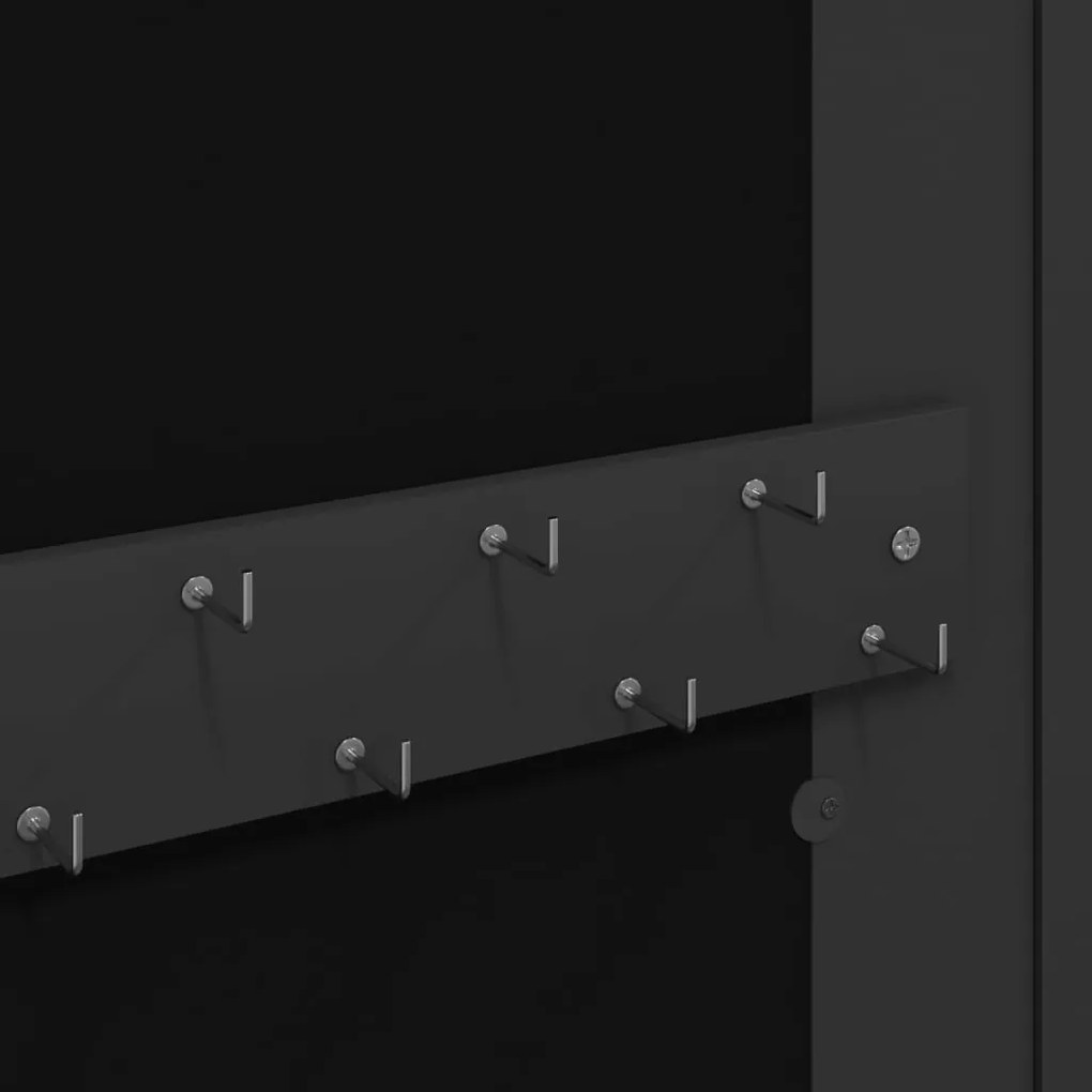 fekete falra szerelhető tükrös ékszerszekrény 30x8,5x67 cm
