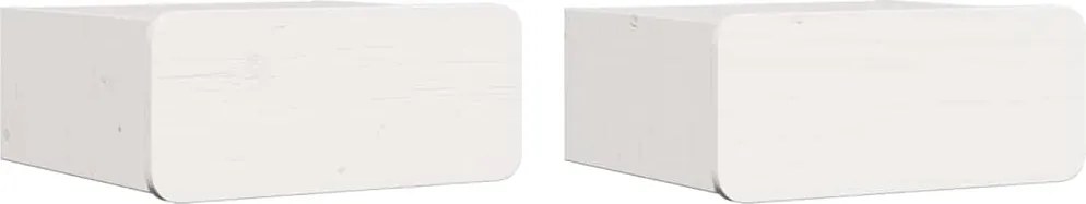 vidaXL Éjjeli asztal 2 pcs Fehér 39 x 34 x 16,5 cm Tömör fenyőfa