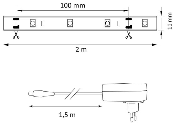 LED RGB állítható fényerőjű szalag MAGIC 2 m LED/12W/230V + távirányító