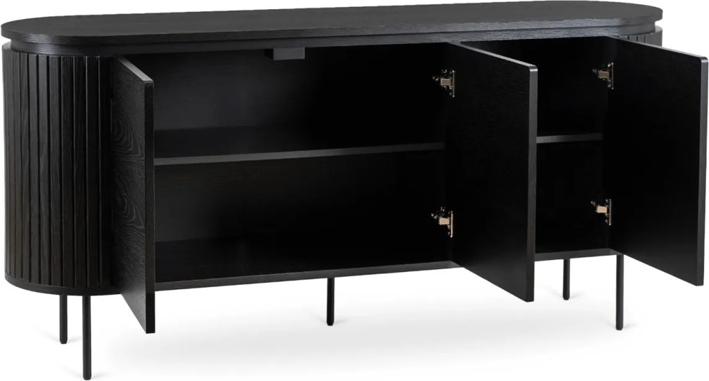 Komód 160 cm, háromajtós kivitelben, fekete színben BECK