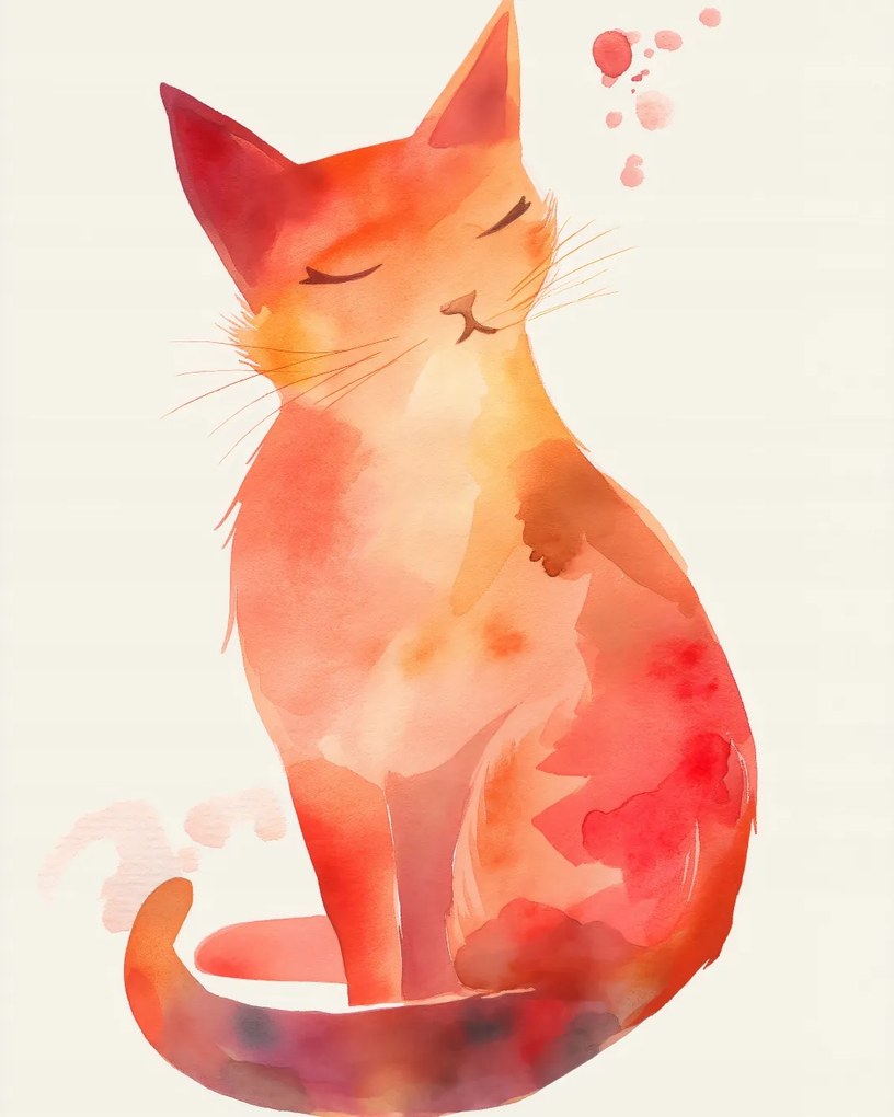 Poszter 40x50cm Akvarell macska