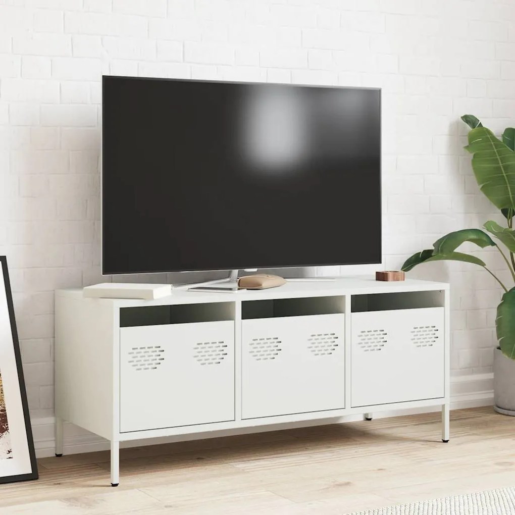 fehér hidegen hengerelt acél TV-szekrény 101,5 x 39 x 43,5 cm