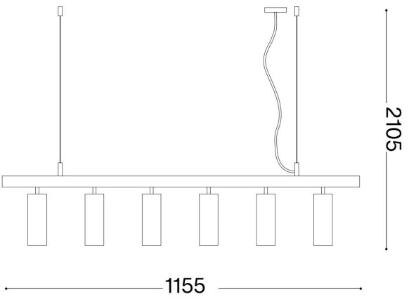 Ideal Lux - LED Csillár zsinóron DYNAMITE 6xGU10/7W/230V fekete
