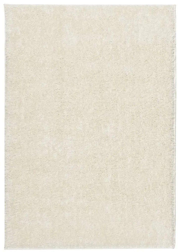 ISTAN krémszínű hosszú szálú fényes szőnyeg 140 x 200 cm