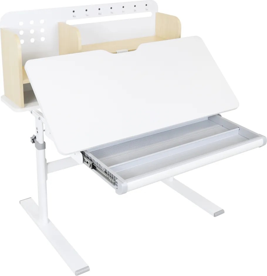 Növekvő íróasztal, természetes/fehér, ADAN