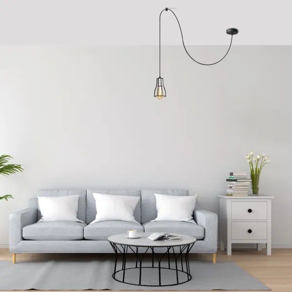 Csillár zsinóron TUBE 1xE27/15W/230V fekete/króm