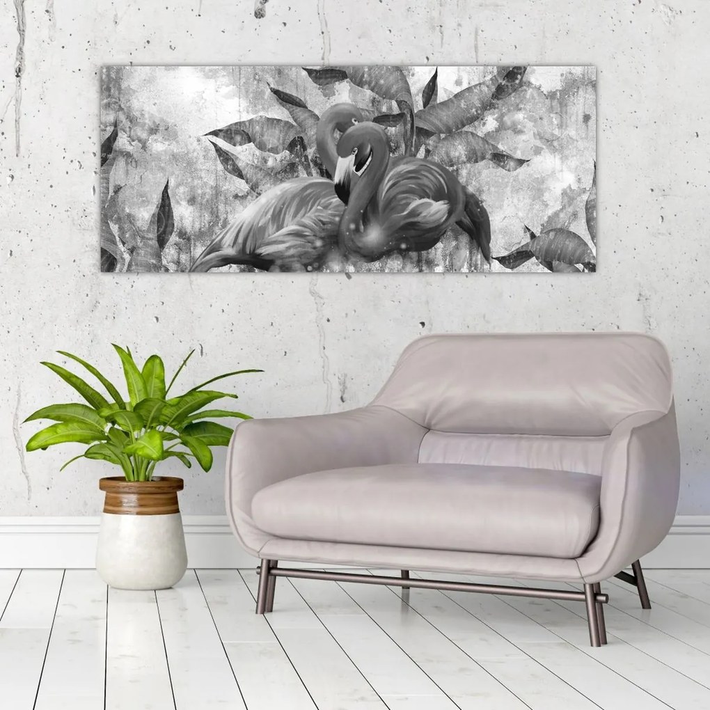 Kép - Flamingók graffiti (120x50 cm)