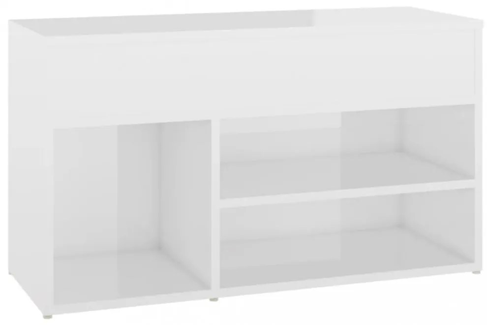 magasfényű fehér szerelt fa cipőtároló pad 80 x 30 x 45 cm