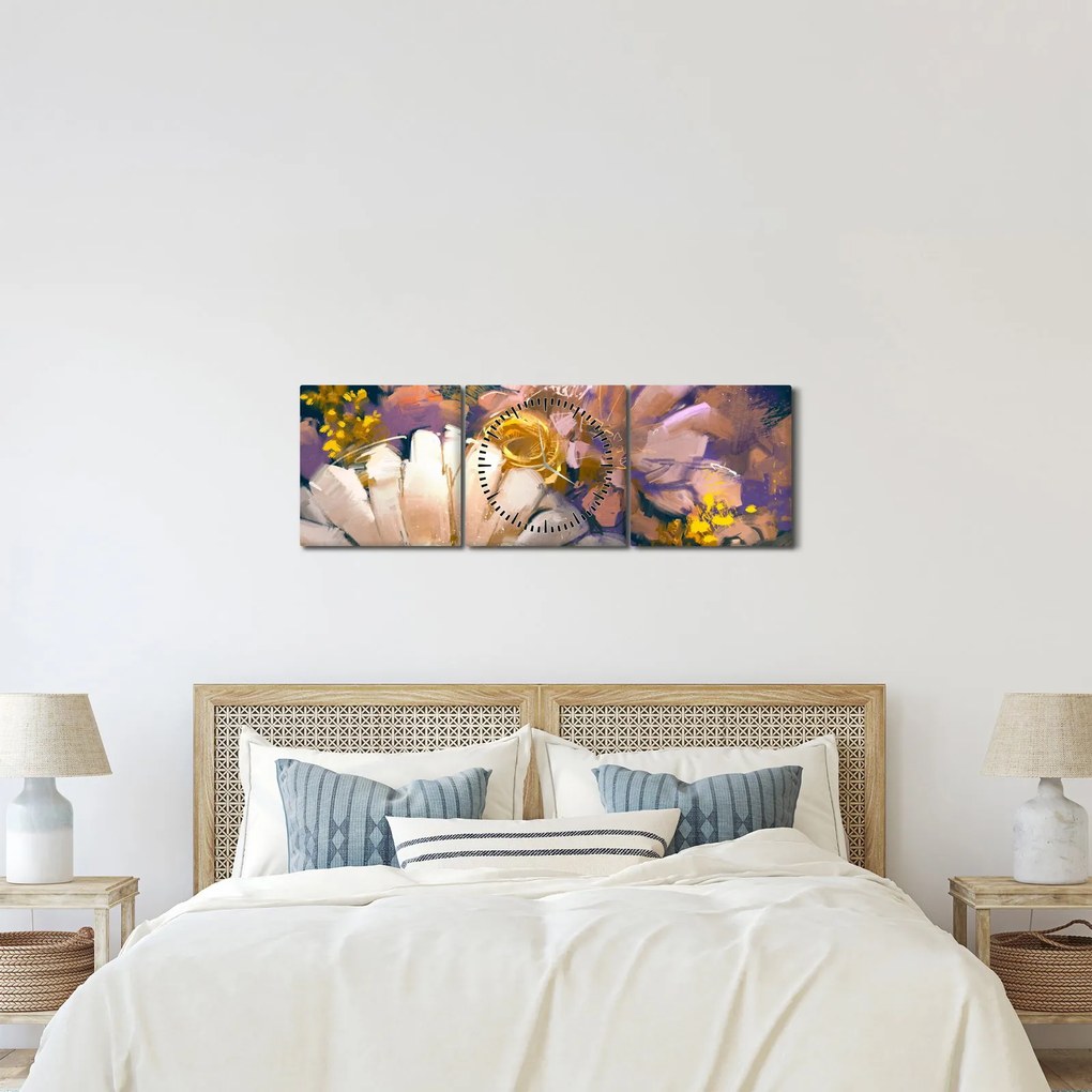 Virágok képe (órával) (90x30 cm)