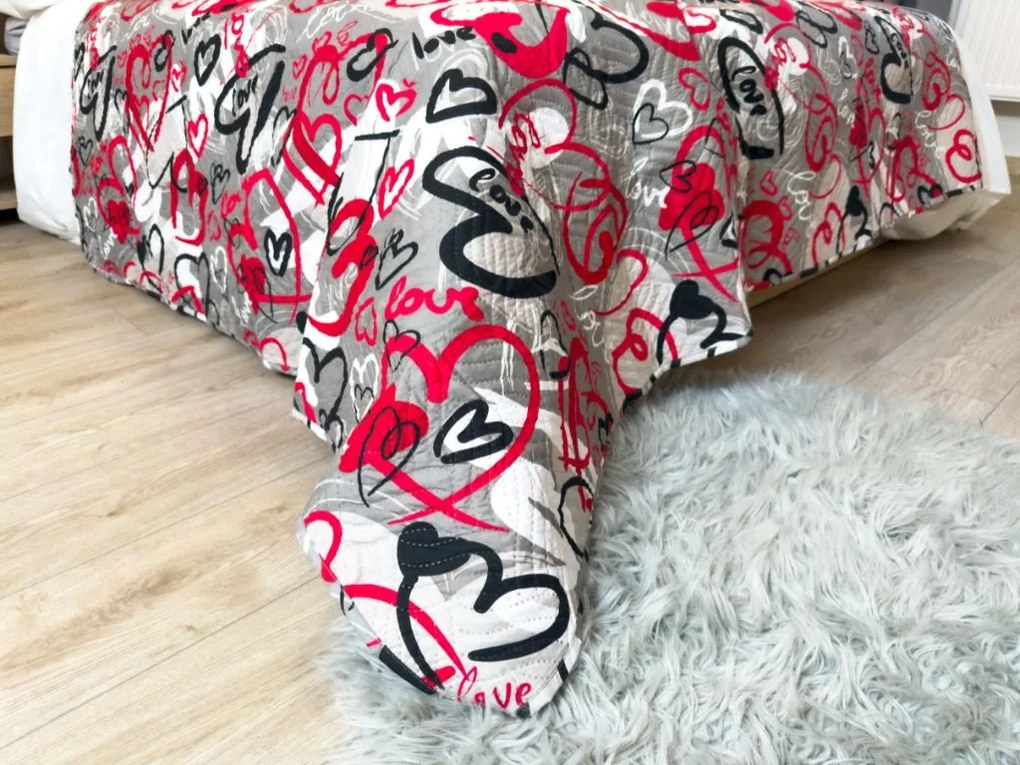 Ágytakaró STREET LOVE, szürke Méret: 170 x 210 cm