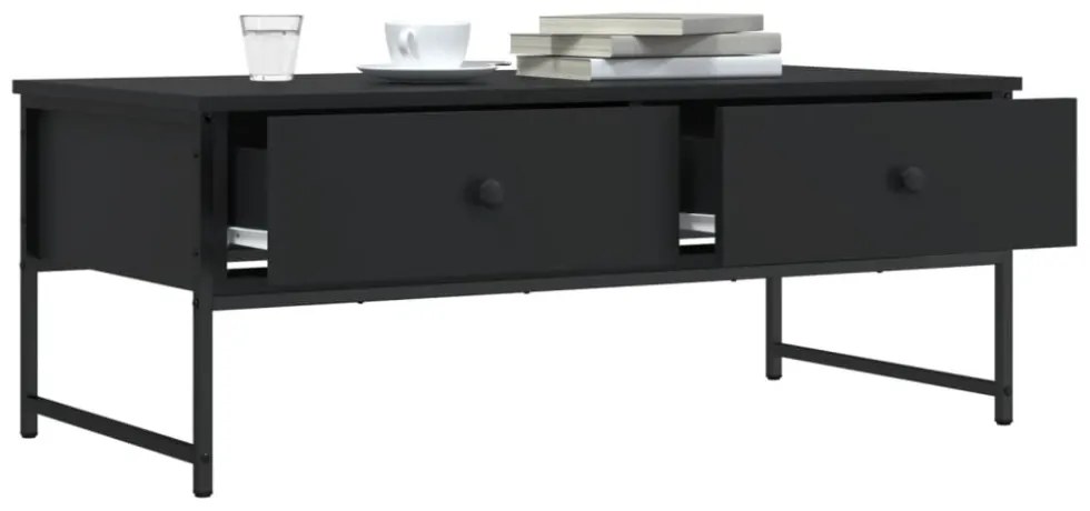 fekete szerelt fa dohányzóasztal 101x49x39,5 cm