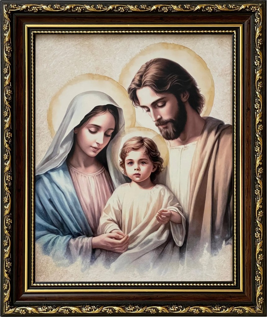 Vászonkép 31x26 Szent Család Jézus Krisztus József Mária Díszkeret