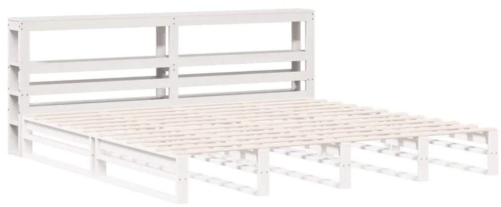 fehér tömör fenyőfa fejtámla polcokkal 200 cm