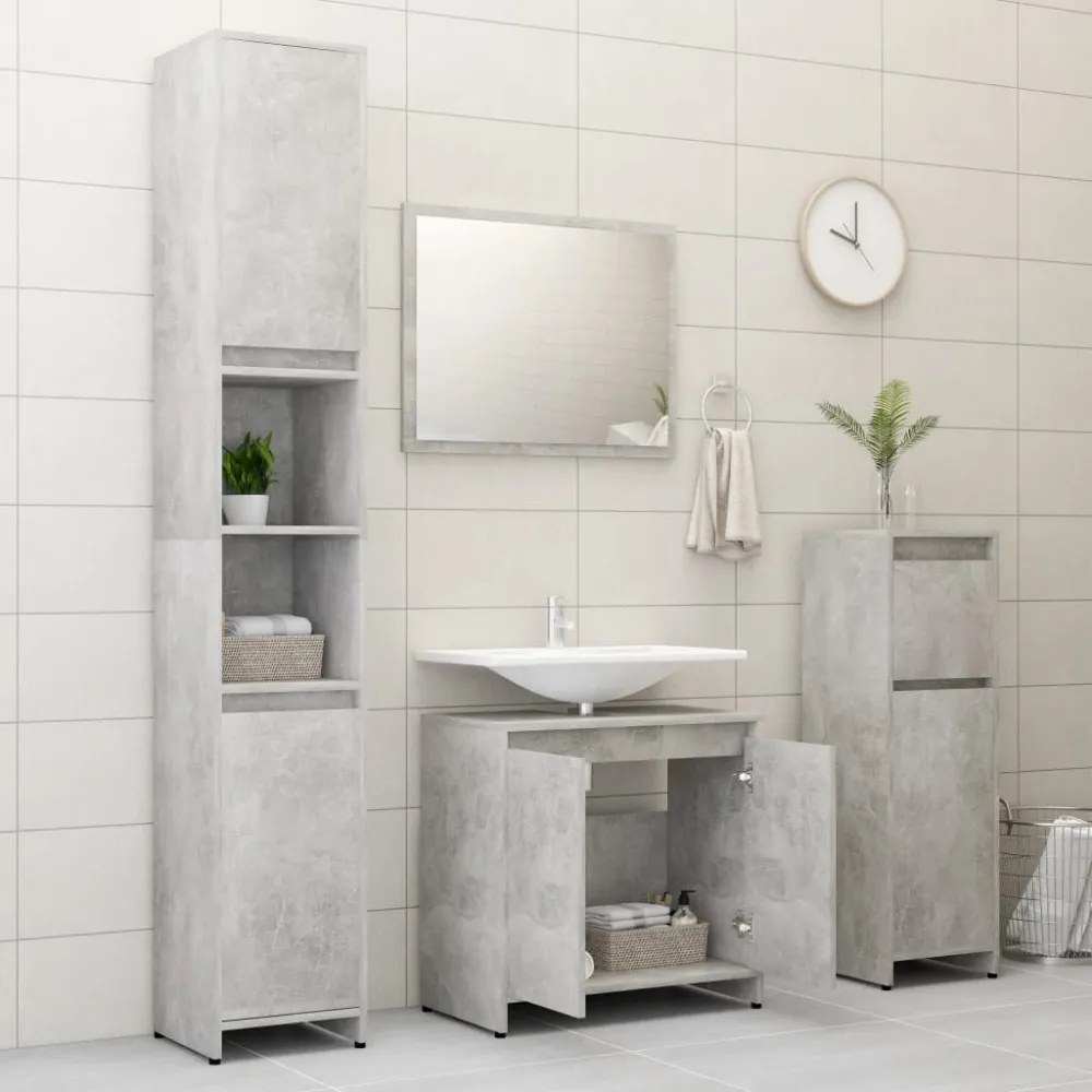 betonszürke szerelt fa fürdőszobaszekrény 60 x 33 x 61 cm