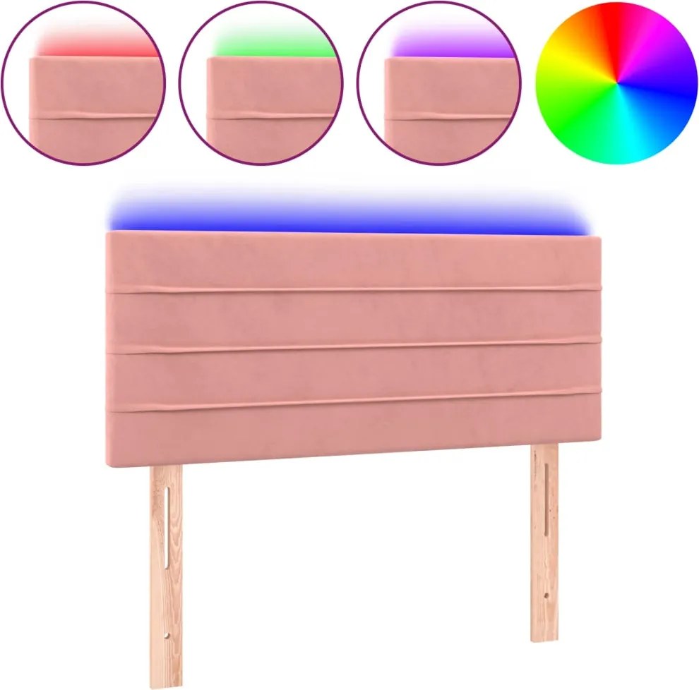 vidaXL rózsaszín bársony LED-es fejtámla 80 x 5 x 78/88 cm